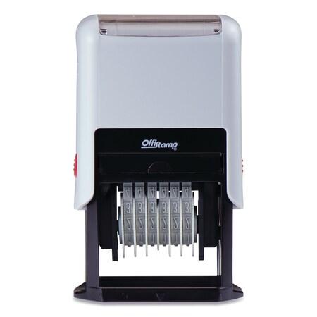 Offistamp Numberer, Pre-Inked/Re-Inkable, 6 Bands, 1.88 x 0.25, Black 034525